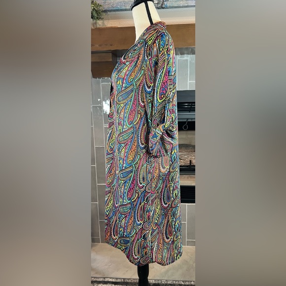 TACERA Semi Sheer Paisley Shirt Tunic Swimsuit Cover Dress Size XL - Picture 4 of 6